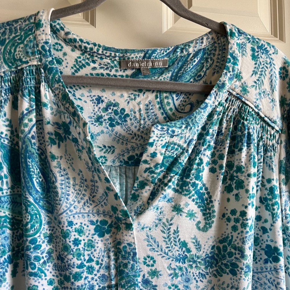 Daniel Rainn Rayli Split Neck Blouse - Turquoise … - image 6